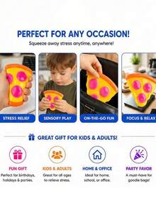 Pizza Shaped Squeeze Toy, Slow Rebound Stress Relief Toy, Soft Rubber Squeeze Toy, Small Office Stress Relief Item, Student Relaxation Toy, Creative Desktop Stress Relief Decor, Adult Stress Relief Toy, Squeeze Vent Toy, Soft Tactile Stress Relief Toy, Holiday Party Favor, Small Gift For Friends, Stress Relief And Healing Toy, Daily Relaxation Squeeze Toy, Portable Mini Stress Relief Toy - Multicolor - View 3