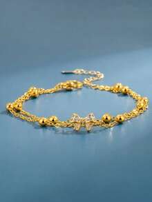 1pc Elegant Luxury Double-Layer Bowknot Bracelet - Gold - View 2