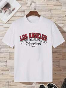 Men's T-Shirt With DQFD Letter Print - White - View 1