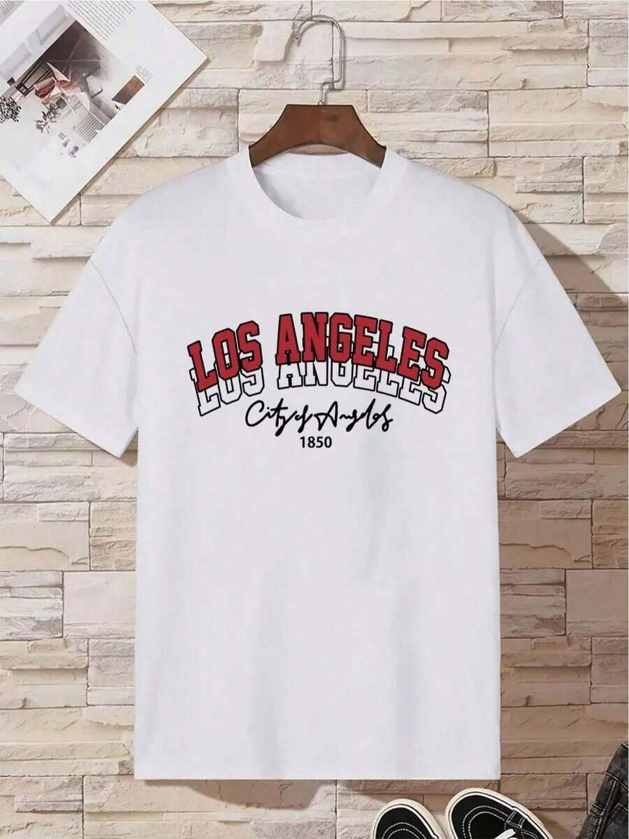 Men's T-Shirt With DQFD Letter Print - White - View 1