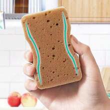 1/5/10pcs Brown Seaweed Shaped 3-Layer Double-Sided Powerful Cleaning Sponge, Suitable For Kitchen Dishwashing - A - View 3
