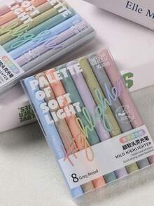 Bộ 8 bút dạ quang màu xám nhạt, tông màu pastel dịu nhẹ, mực gốc nước khô nhanh, thích hợp để vẽ nguệch ngoạc, viết nhật ký, đánh dấu và viết, đồ dùng học tập cho học sinh, quà tặng tựu trường, dụng cụ mỹ thuật. - Màu pastel - Xem 1