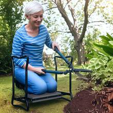 2 In 1 Garden Kneeler Seat Kneeling Pad Support Bench Foldable Knee Protector, Grey - 49*28*58cm - View 4