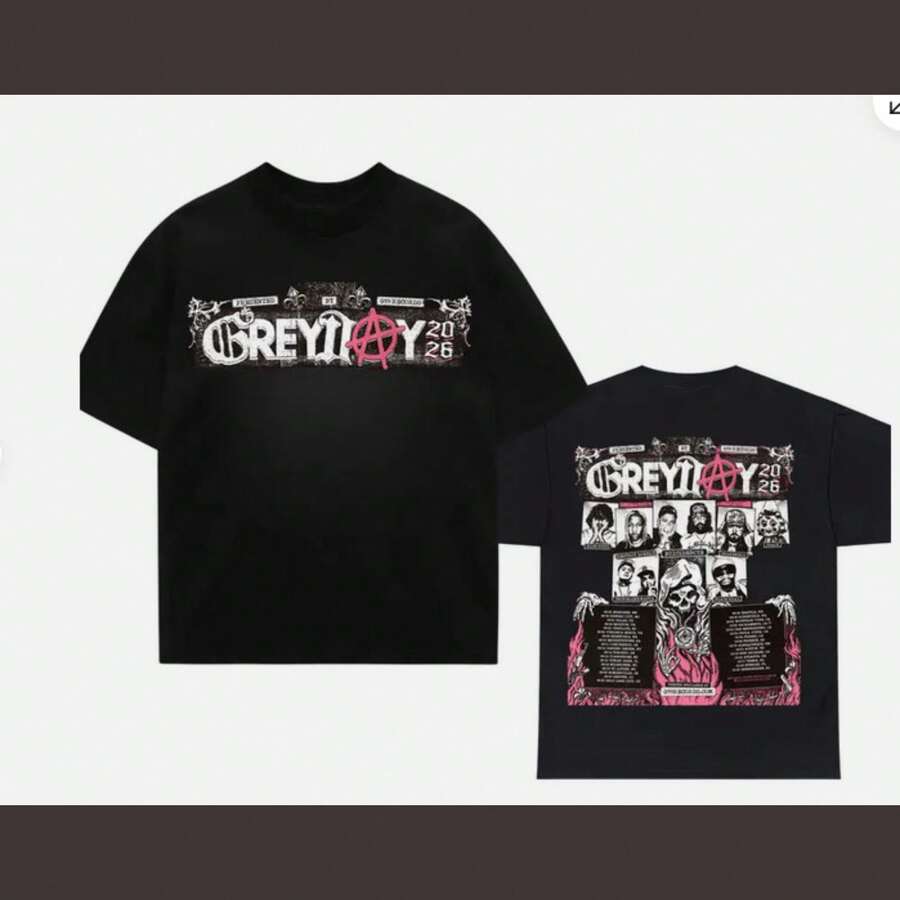 New!! Grey Day 2026 Tour T-Shirt Rap Concert Merch Tee Two Side Reprint - 黑色 - 查看 1
