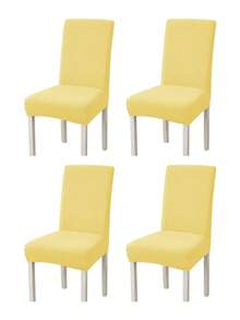 1pc/4pcs/6pcs Abstract Pattern Solid Color L-Shaped Chair Cover, Home Dust-Proof Elastic One-Piece Universal Chair Cover, Nordic Modern Minimalist Style, Suitable For Living Room, Dining Room, Bedroom Home Decor - Yellow - View 12