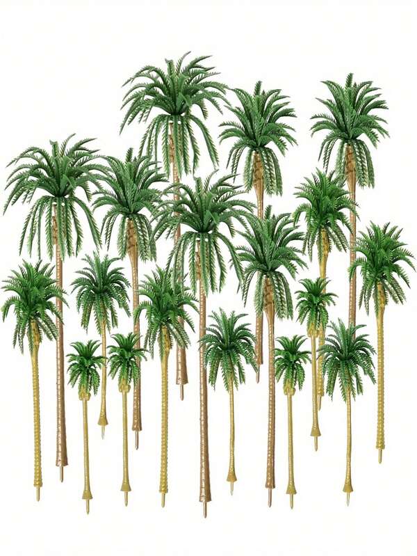 10 piezas, Modelos de árboles de palma artificiales, perfectos para fiestas hawaianas de verano. Estos árboles de palma en miniatura vienen en cinco tamaños diferentes y están hechos de plástico, ideales para la decoración del paisaje