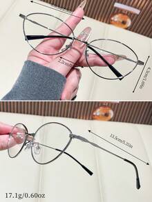 1 Pair Frameless Metal Minimalist Fashion Non-Prescription Glasses, Suitable For Reading, Office, Party, Fashion Item, Photography Accessory - Silver - View 4