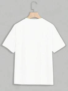 1 Piece Of Vintage Dark Punk Style Letter Print T-Shirt, Casual Short Sleeve Round Neck Top, Casual Fashion T-Shirt For Women Spring/Summer, 180g 100% Cotton. - 白色 - 查看 2