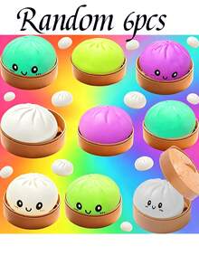 Bộ 3/6/9 món đồ chơi bóp hình bánh bao, đồ chơi bóp bóng giảm căng thẳng hình bánh bao vui nhộn, đồ chơi hấp thức ăn thủ công giúp giảm áp lực (Ngẫu nhiên) - Nhiều màu - Xem 10