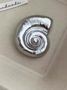 1 chiếc ghim cài áo hình vỏ sò bằng bạc, ghim cài hình vỏ sò xoắn ốc, phụ kiện cài áo đa năng dành cho nữ, dùng để tạo kiểu áo len, thắt eo, trang trí áo blazer và tạo phong cách tối giản. - Bạc - Xem 4