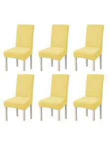 1pc/4pcs/6pcs Abstract Pattern Solid Color L-Shaped Chair Cover, Home Dust-Proof Elastic One-Piece Universal Chair Cover, Nordic Modern Minimalist Style, Suitable For Living Room, Dining Room, Bedroom Home Decor - Yellow - View 13