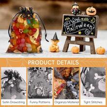 50pcs/10pcs Optional Halloween Gift Packaging Bags, Halloween Atmosphere Organza Bags Suitable For Halloween Gift Packaging, Drawstring Design For Easy Use, Various Patterns Such As Spider Web, Bat, Pumpkin, Elf, In Black And Orange Colors, Applicable For Trick Or Treat Party, Halloween Party, Holiday Decoration, Random Style - Multicolor - View 7