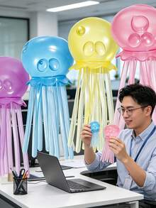 多色水母挤压玩具，缓震慢回弹玩具，柔软硅胶减压玩具，小型办公减压小工具，学生放松玩具，创意桌面减压装饰，成人减压玩具，挤压发泄玩具，柔软触感减压玩具，节日派对小礼物，朋友礼物，减压疗愈玩具，日常放松挤压玩具，便携式迷你减压玩具 - 彩色 - 查看 2