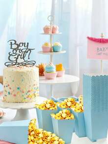7-Color Mixed Paper Popcorn Buckets, Mini Snack Boxes, Suitable For Popcorn, Candy, Cookies, Party Favors, Movie Nights - Light Blue - View 7