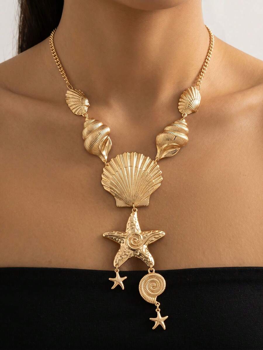 1 pieza Nuevo collar colgante de estilo océano creativo - Amarillo Oro - Ver 1