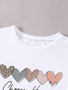 Envío gratis, entrega local enéxico, entrega en 4 días. Camiseta Unity con gráficos de corazón y letras, camisetas estampadas para mujer. - Blanco - Ver 2