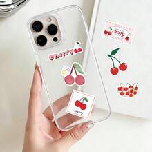Conjunto de 90 adesivos de flor de cerejeira, adesivos coloridos de PVC com estampas fofas de cereja, ideais para laptops, cadernos, garrafas de água e presentes, perfeitos para amantes da gastronomia, entusiastas da estética e apreciadores de um ambiente aconchegante. - Multicolorido - Ver 8