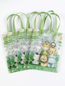 6入叢林動物禮品袋，叢林動物生日派對禮品包裝袋，1歲生日派對禮品裝飾袋，派對桌面裝飾，嬰兒洗禮會新娘洗禮會裝飾手提袋，性別揭曉裝飾，精品購物袋，派對禮品袋填充物 - 叢林動物 - 查看 9