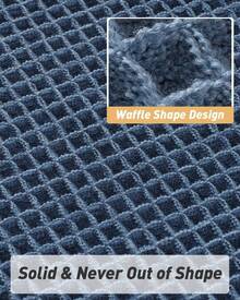 Waffle Bath Mat, Absorbent Non Slip Bathroom Rug With Tassels, Rubber Backed Floor Mat, Machine Washable Decorative Mat For Bathroom, 17" X 24", Brown - 藍色的 - 查看 5