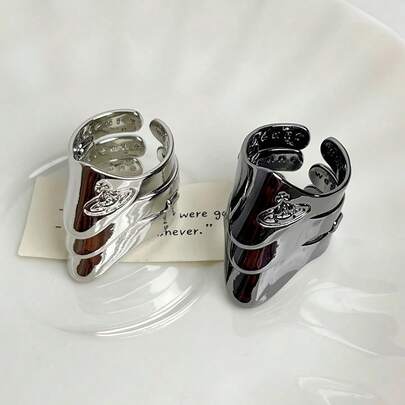 1pc Fashionable Armour Ring, Metal Open Adjustable Size Punk Belt Buckle Ring