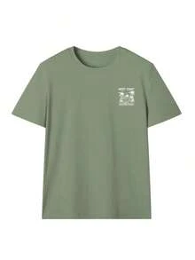 Women's Short-Sleeved T-Shirt With A Round Neck, Casual, Minimalist, And Versatile Style, Featuring A Palm Tree Print And Slogan, Suitable For Everyday Wear. Printed T-Shirt, Vacation. Summer - 綠色 - 查看 4