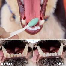 1/5pcs Random Color Dog Toothbrush Set: Double-Sided Soft Silicone Gentle Cleaning, Long Curved Handle For Easy Use! - Multicolor - View 2