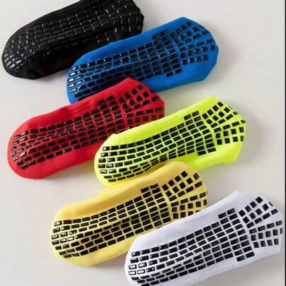 6 Pares de Toalhas de Uso Duplo Aleatórias, Respiráveis, Absorventes de Suor e de Choque, Equipadas com Pontos Adesivos Antiderrapantes e Meias de Futebol Duráveis, Adequadas para Esportes ao Ar Livre, Fitness, Exercícios, Corrida e Atividades de Futebol durante a Temporada de Volta às Aulas