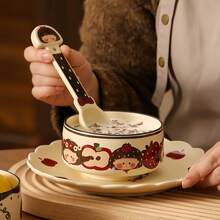 日本手绘水果少女陶瓷碗，釉下彩工艺，可作水果碗、酸奶碗、零食碗、饭碗、甜点碗，适合日常使用、家居、餐厅、下午茶、馈赠亲友、节日礼品。 - 彩色 - 查看 9