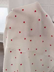 Conjunto de pijama para mujer, de tela de canalé, con estampado de corazones y aplicaciones de encaje, romántico, dulce, lindo y sexy, con camiseta y shorts - Blanco - Ver 7