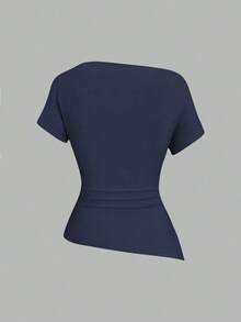 Camiseta casual asimétrica de hombro para mujer - Multicolor - Ver 3