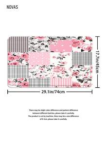 1/3/4件套粉色玫瑰格子拼接浴帘套装,波点花卉乡村风浴室配件,防水浴帘配12个挂钩,防滑浴垫,马桶座套和U型垫,家居卧室浴室装饰 - A - 查看 9