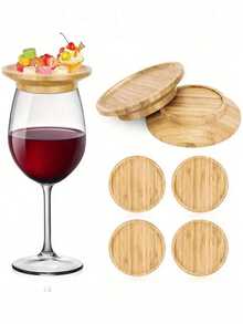 1 nắp đậy ly rượu bằng tre, nắp tròn chống bụi bằng tre, nắp đậy đĩa tráng miệng đa năng dùng trong các bữa tiệc. - Nhiều màu - Xem 4