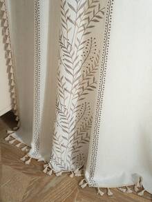 MineLain 1pc European Style Embroidered Leaf Curtain, Rod Pocket Design No Drilling Required, Tassel Decor, Room Divider, Kitchen Short Curtain, Suitable For Bedroom, Living Room, Balcony, Cafe, Hotel Decoration, Daily Home Window Decor, Outdoor Use, Spring/Summer - Brown - View 20