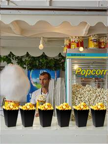 7-Color Mixed Paper Popcorn Buckets, Mini Snack Boxes, Suitable For Popcorn, Candy, Cookies, Party Favors, Movie Nights - Black - View 7