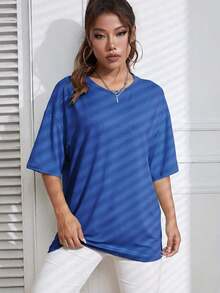 1 piezas de la camiseta de las mujeres, de moda fresco casual camiseta cuello de la tripulación con letras impresas, ropa de suéter de las mujeres para todas las estaciones (primavera, verano, otoño, invierno), traje para deportes / playa / calle / fiesta, como regalo para él / ella, amigos-180g y 100% algodón (S-3XL, Envío local) - azul real - Ver 3