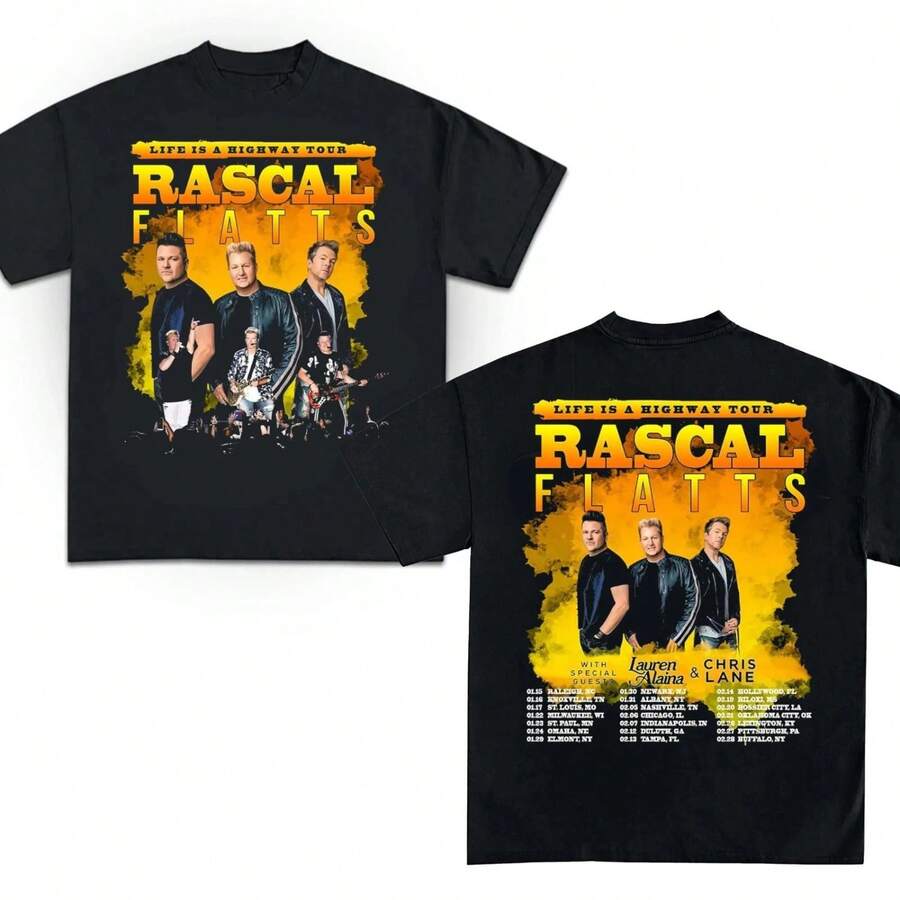 Rascal Flatts 2026 Tour Rascal Flatts Band Tee Unisex T-Shirt - Black - View 1
