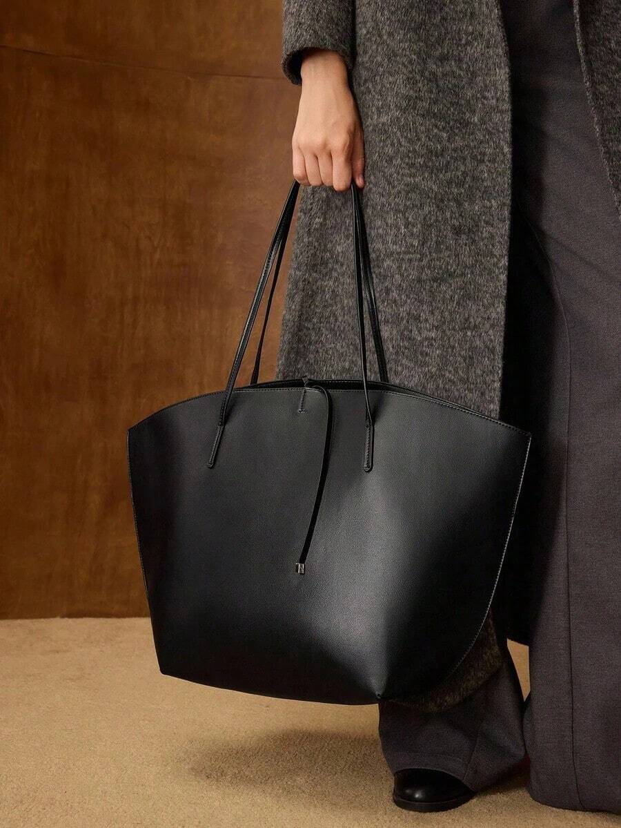 PREMIUM PU LEATHER OVERSIZED TOTE BAG - Xám - Xem 1