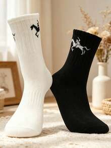 1/5/10 Pairs Men's Casual Solid Color Mid-Calf Socks, Soft Breathable Comfortable Non-Slip, Suitable For Daily Wear Or Outdoor Sports All Seasons - Multicolor - View 4