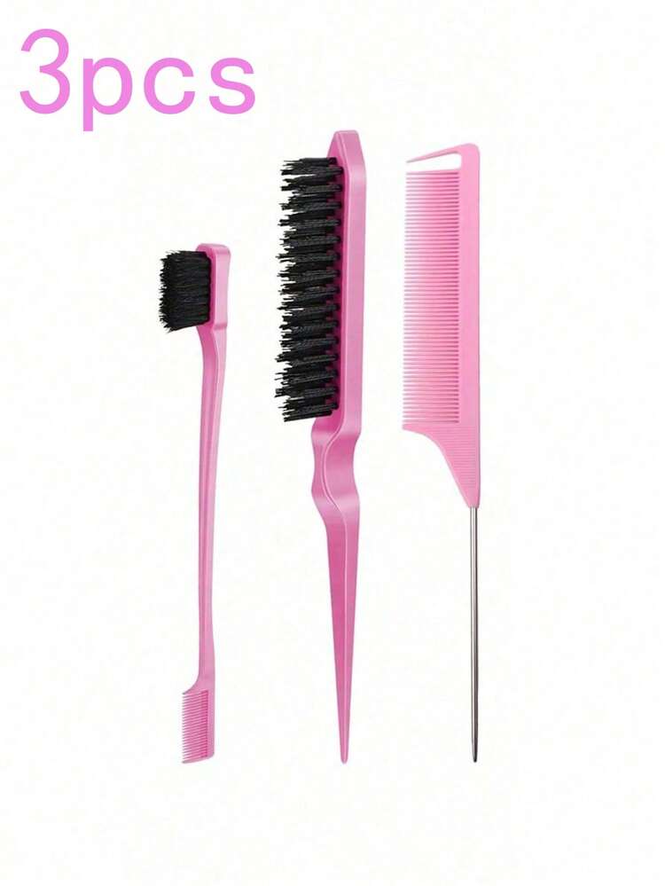 7/3pcs Hair Styling Tool Set, Including Hair Styling Comb, Braiding Device, Pointed Tail Comb, And Headband Matching - Multicolor - View 10