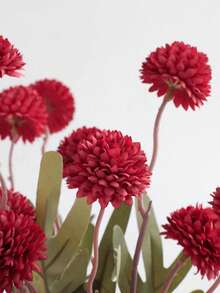MEHELANY 6/3/1入 深紅色人造球形菊花 小莖仿真菊花 逼真花卉裝飾 適用於居家派對裝飾、婚禮DIY花束、桌心裝飾、淋浴花瓶填充、桌面花藝擺飾 - 酒紅 - 查看 6