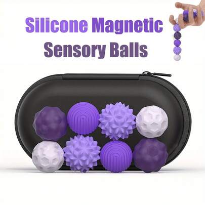 4/8 piezas Bolas magnéticas sensoriales de silicona, juguetes antiestrés adecuados para adultos y adolescentes, alivian la presión de la mano, alivian la ansiedad, especialmente adecuados para autismo, TDAH, pacientes con ansiedad, regalo de Navidad unisex, bolas magnéticas antiestrés divertidas, regalo masajeador de mano para adultos, adecuado para Acción de Gracias, cumpleaños, Navidad y otras ocasiones.