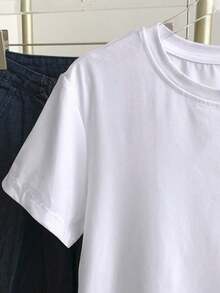 Camiseta de mujer de manga corta con cuello redondo y estampado floral, casual de verano-Vintage Street Style Unisexoose Cotton Short Sleeve Crew Neck T-Shirt - Blanco 2 - Ver 4