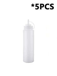 5 cái/bộ 3 chai nhựa màu trắng 230ml, dụng cụ rót nước sốt miệng nhọn, dụng cụ rót nước sốt trộn salad, dụng cụ rót kem/phô mai, chai nhựa đựng gia vị lỏng, thích hợp đựng gia vị nhà bếp, bánh mì và phô mai, chai bóp có nắp và vạch chia - Nhiều màu - Xem 14