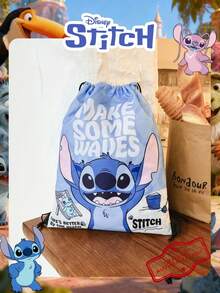 Disney 1个迪士尼授权史迪奇印花抽绳背包，轻便尼龙运动包，休闲收纳包，沙滩包，健身包，时尚配饰，适合女孩/青少年/年轻人，适用于学校、运动、旅行、日常使用 - 藍色 - 查看 12