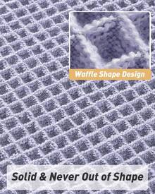 Waffle Bath Mat, Absorbent Non Slip Bathroom Rug With Tassels, Rubber Backed Floor Mat, Machine Washable Decorative Mat For Bathroom, 17" X 24", Brown - Purple - 查看 5