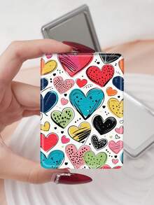1pc Y2K Graffiti Series Portable Vanity Mirror, Foldable Lightweight Ultra-Thin Convenient Hand Mirror, Durable PU Leather, Suitable For All Scenarios And People, Foldable Rectangular Small Mirror For Carrying - Multicolor - View 15