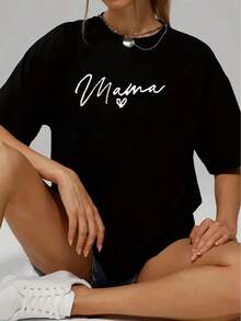 Camiseta Casual de Manga Corta para Mujer 1 pieza 100% Algodón Grueso - Cómoda Cuello Redondo, Tops Tees Suaves y Adorables - Negro - Ver 3