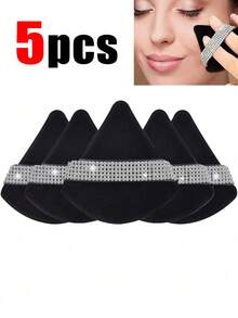5/3/1pcs Black Triangle Makeup Sponge Set, Soft Velvet Texture, Suitable For Makeup, Home Decor, Vanity, Travel, Bedroom, Ideal Makeup Accessory. Set Includes Powder Puff, Makeup Sponge, Makeup Sponge, Makeup Sponge. Affordable Price, Great For Christmas Gift, Stocking Stuffer, Giveaway, Travel, Daily Use - Multicolor - View 2