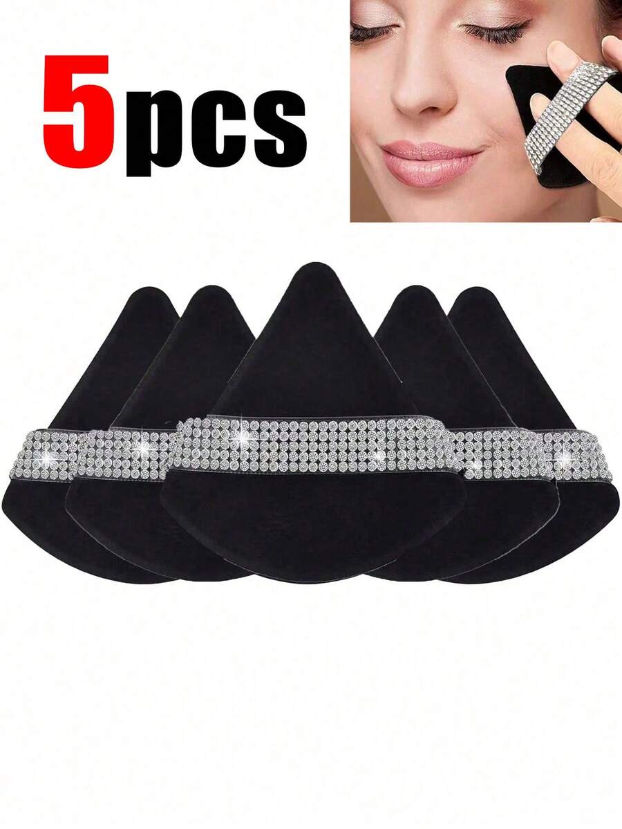 5/3/1pcs Black Triangle Makeup Sponge Set, Soft Velvet Texture, Suitable For Makeup, Home Decor, Vanity, Travel, Bedroom, Ideal Makeup Accessory. Set Includes Powder Puff, Makeup Sponge, Makeup Sponge, Makeup Sponge. Affordable Price, Great For Christmas Gift, Stocking Stuffer, Giveaway, Travel, Daily Use