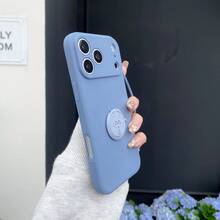 （关注店铺，领取商品即可获赠挂绳）1个纯色液态硅胶手机壳，兼容三星11/12/13/14/15/16 Pro Max、S22/23/24/S25+、UA04/A05/A14/A15/A24/A25/A34/A54、SA56/A36/A26，可爱设计 - 藍色 - 查看 3